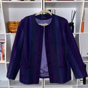 Elegant Purple Striped Women's Blazer